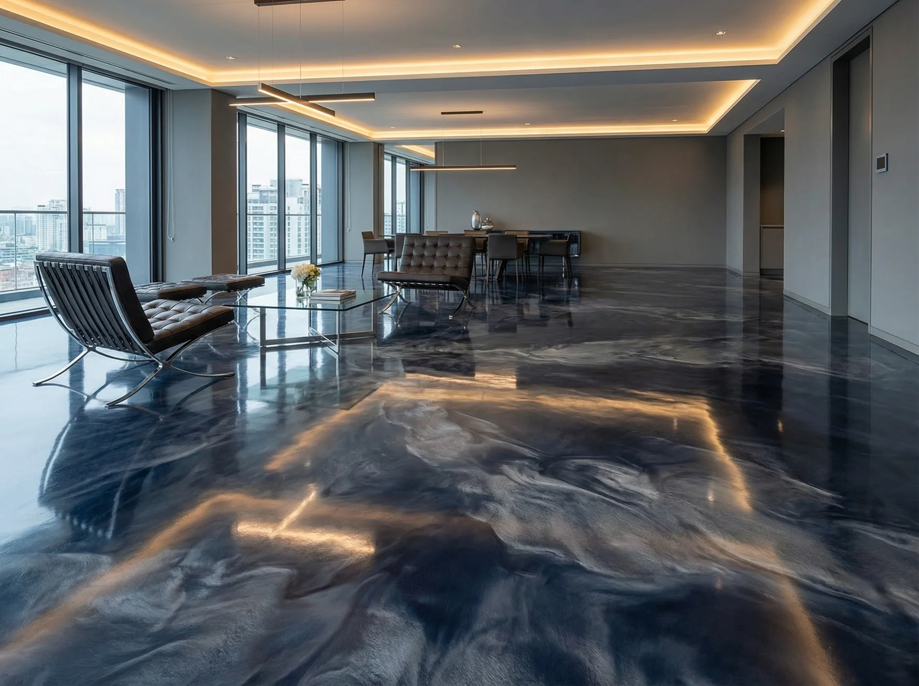 Metallic epoxy finish design visualization